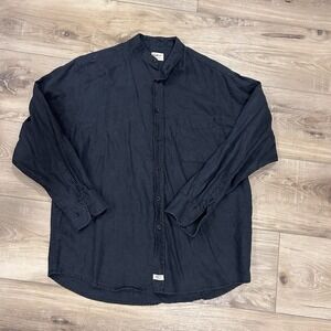 Vintage SBT Shirt Line Black 100% Linen Button Down Shirt Size L Coastal Cruise